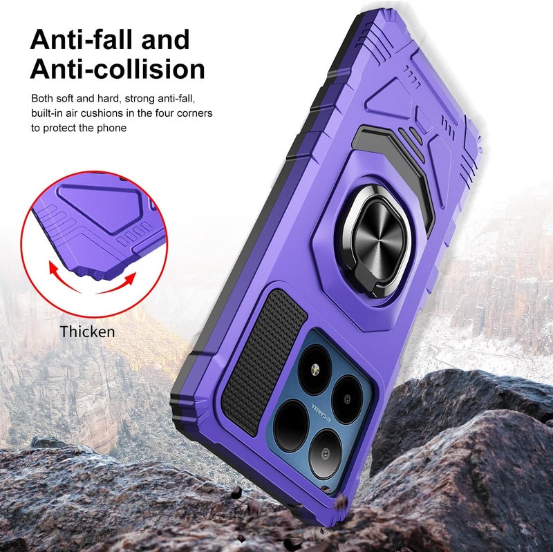 Mocotto for Boost Summit 5G Phone Case with Tempered Glass Screen Protector,Military Grade Heavy Duty Shockproof Protective Cover,with Ring Kickstand (Boost Summit 5G,Purple) - Image 4